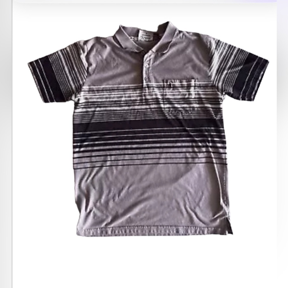 LADA  Men's Striped Collared Buttoned Shirt  pocket‎ cotton Polyester size M